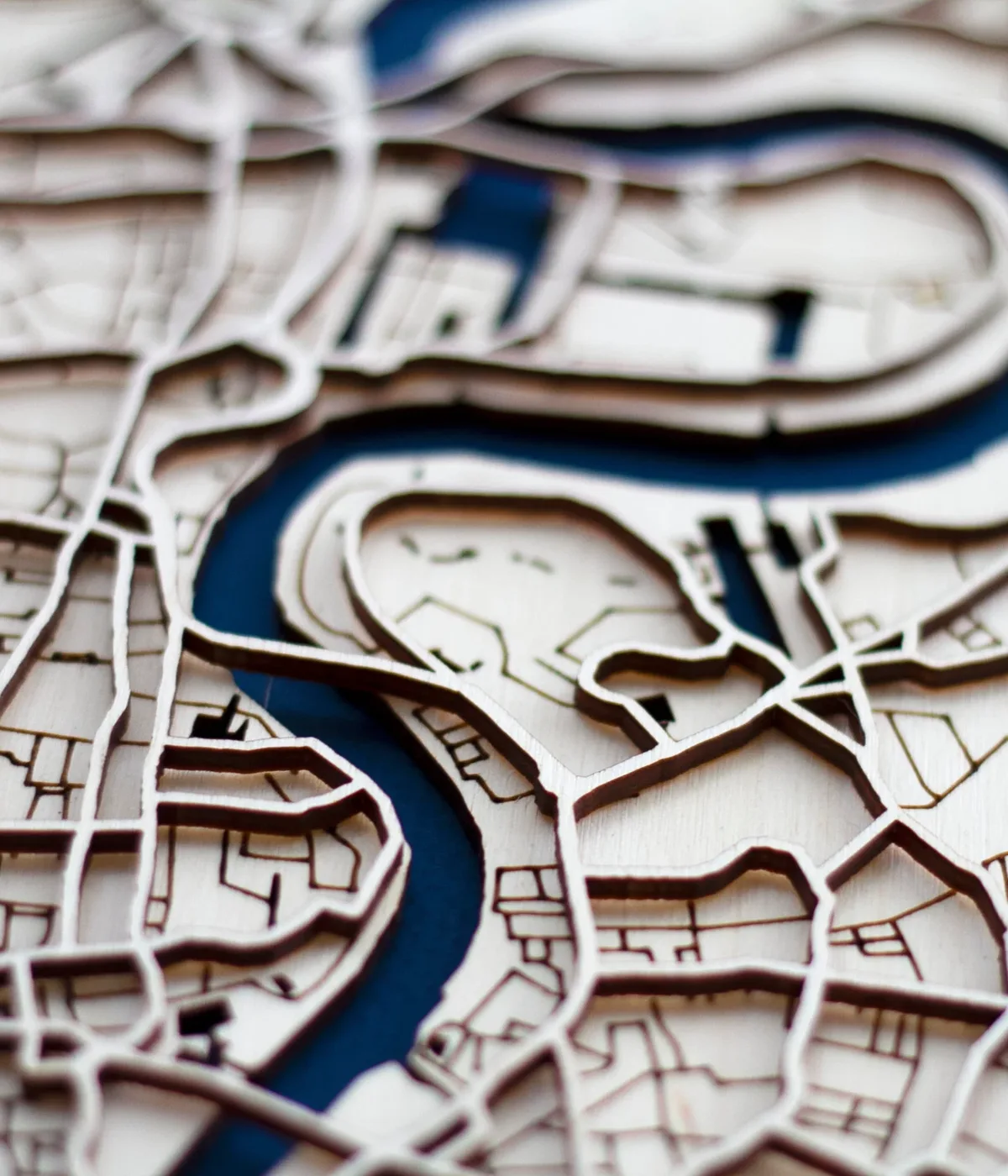 A handcrafted Maro Atlas layered wood map